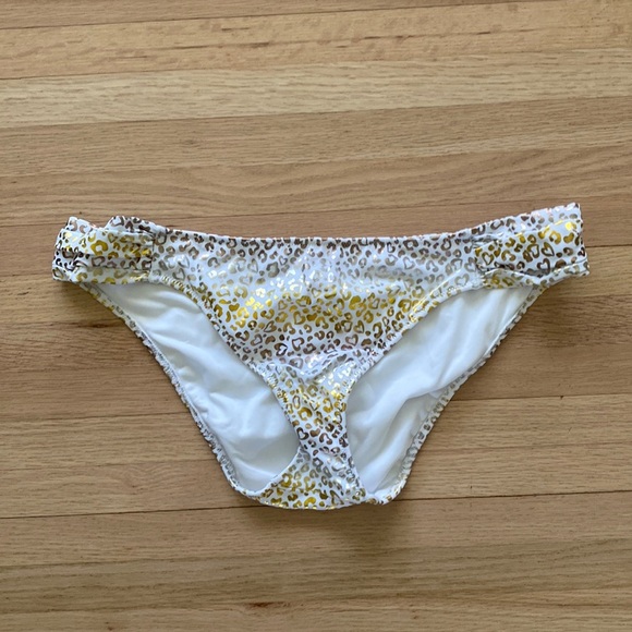 Victoria’s Secret White, Gold & Silver Swim Bottoms - Picture 1 of 6